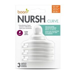 Boon Nursh Curve Silicone Baby Bottle Nipples Pack of 3